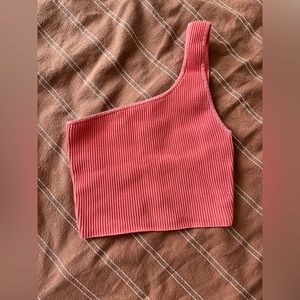 Aritzia Sculpt Knit One Shoulder Tank Sz S in Muse Pink